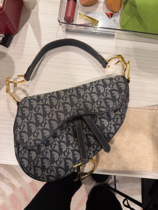 Dior Handbags - Christian Dior Blue Denim Monogram Saddle Bag (circa 1999/2000)